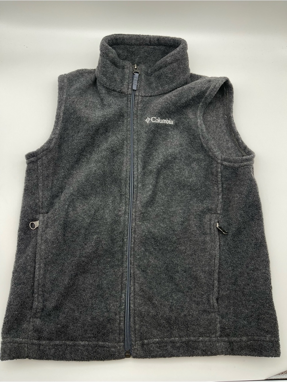 Columbia Kids Fleece Vest Gray Full Zip Outdoor Hiking Size S 8